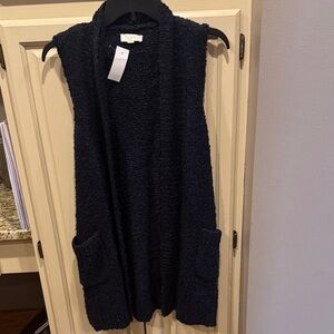 LOFT Dark Blue Sleeveless Cardigan